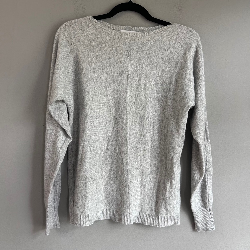 Bianco & Blu Italy Gray Wool Cashmere Silk Blend Boat Neck Sweater Small